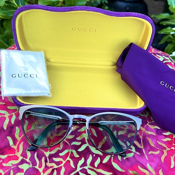 New GUCCI Gunmetal Oval Cat Eye Glasses - Picture 17 of 17